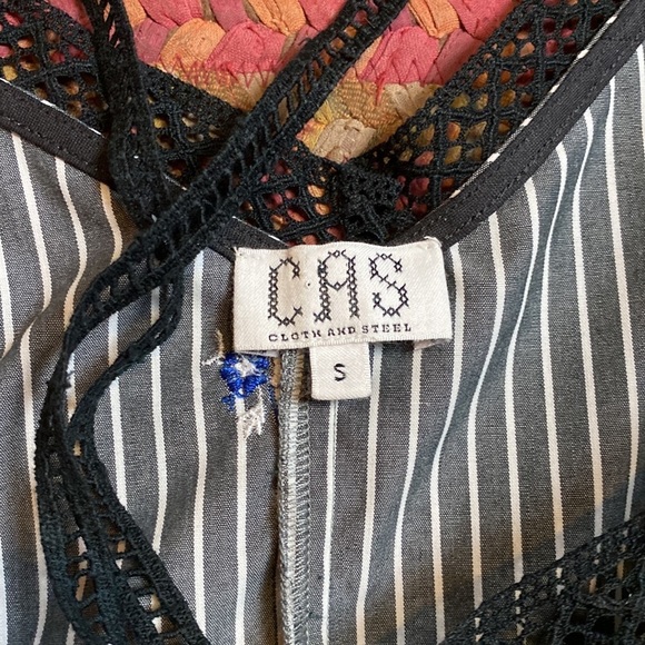 C.A.S CLOTH AND STEEL PARALLEL STRIPE ASYMMETRICAL BLOUSE CAMI WESTERN - Picture 3 of 5